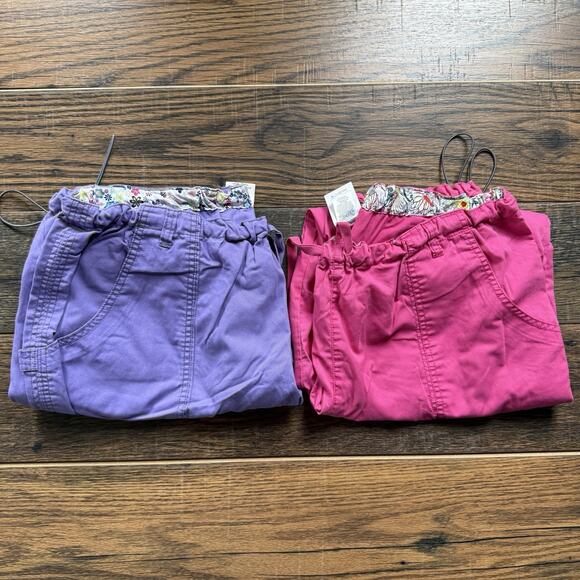 Lot 2 Kathy Peterson 701 Lindsey Scrub Pants 2X Pink & Purple Stretch Cinch Leg - Picture 1 of 9